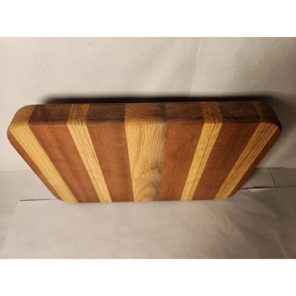 Thick‎ Wood Cutting Board 12x8x1.5 Handcrafted Striped Charcuterie Juice Groove